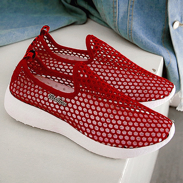 TheWetherly Women's Mesh Net Summer Flats